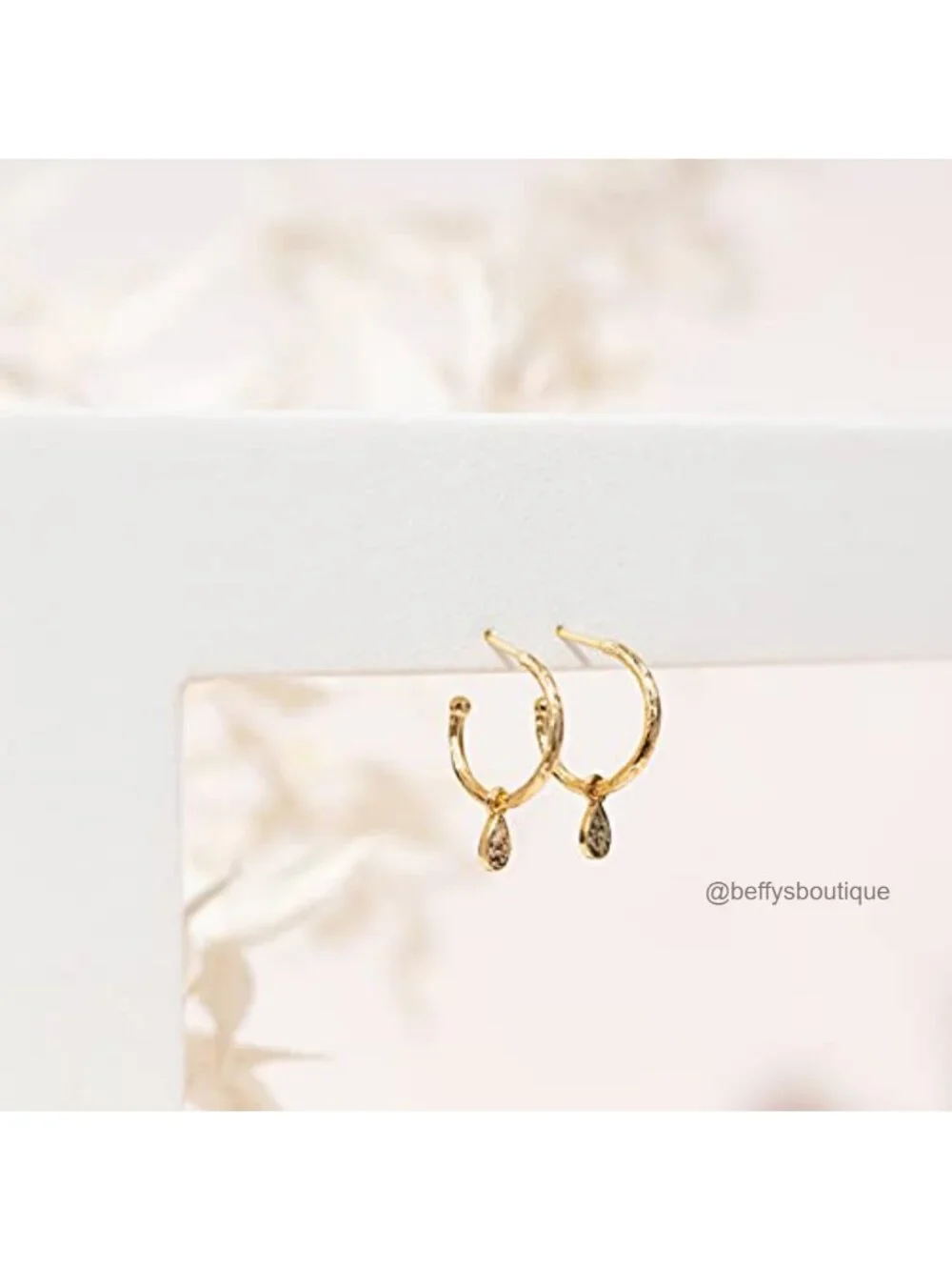 14K Gold Plated Hammered Huggie Hoop Earrings 925 Silver Posts